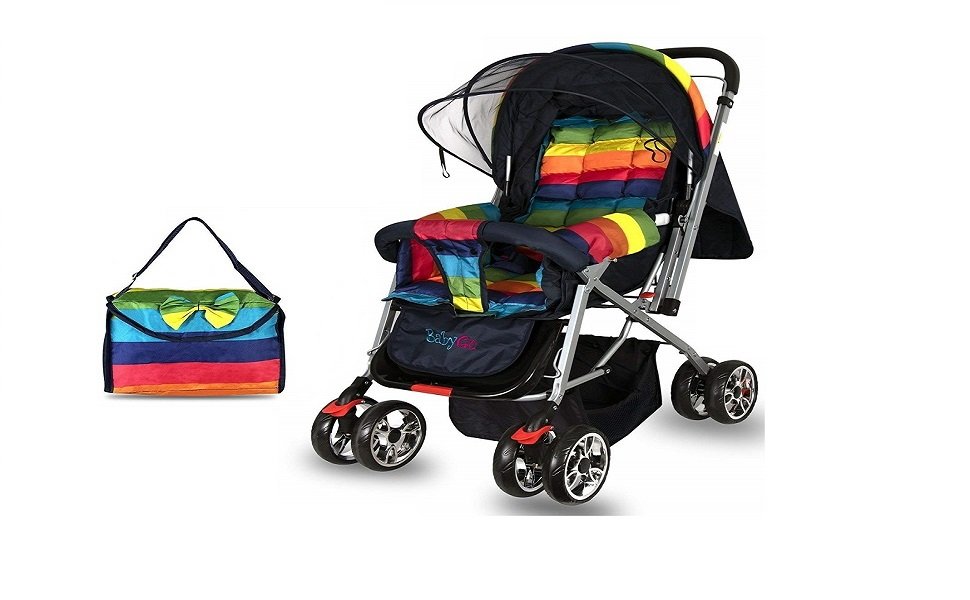 Babygo Delight Reversible Baby Stroller and Pram (Rainbow)
