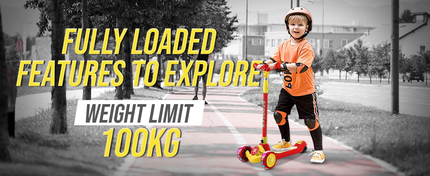 3 wheel scooter for kids with led light 