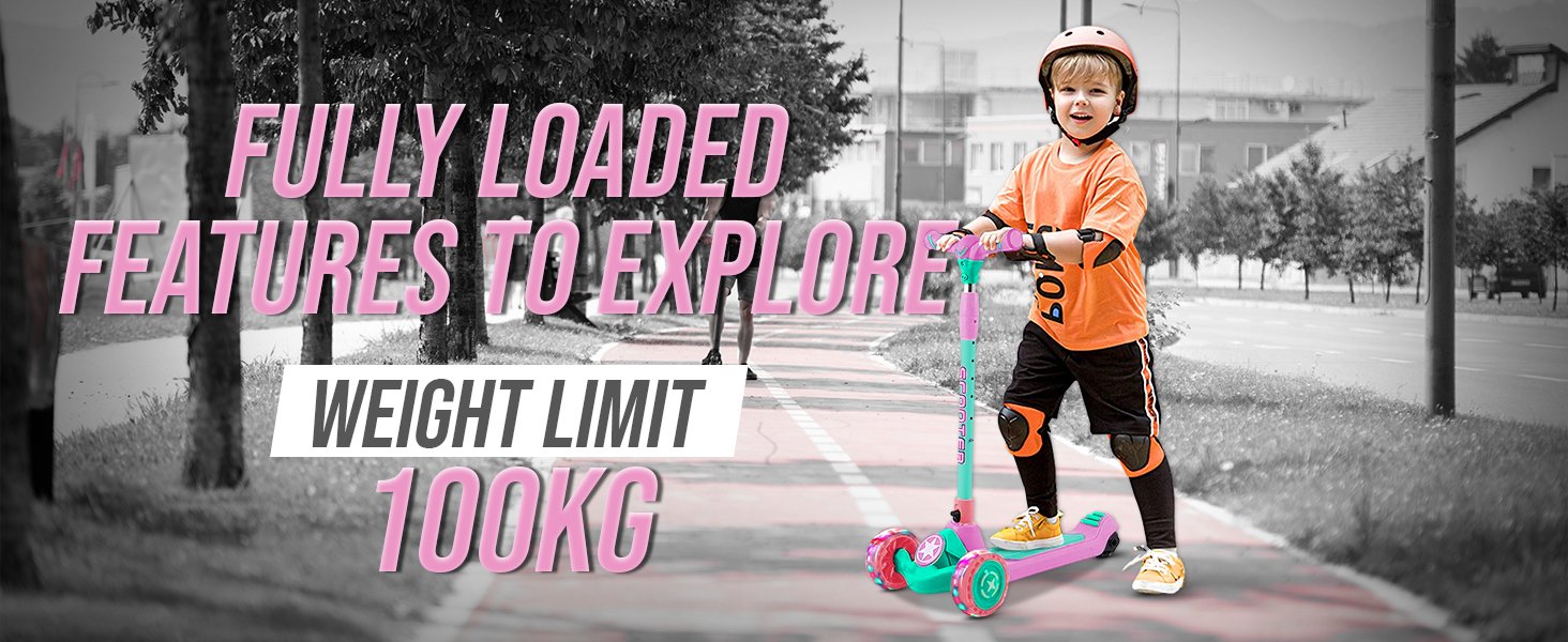 3 wheel scooter for kids with led light 