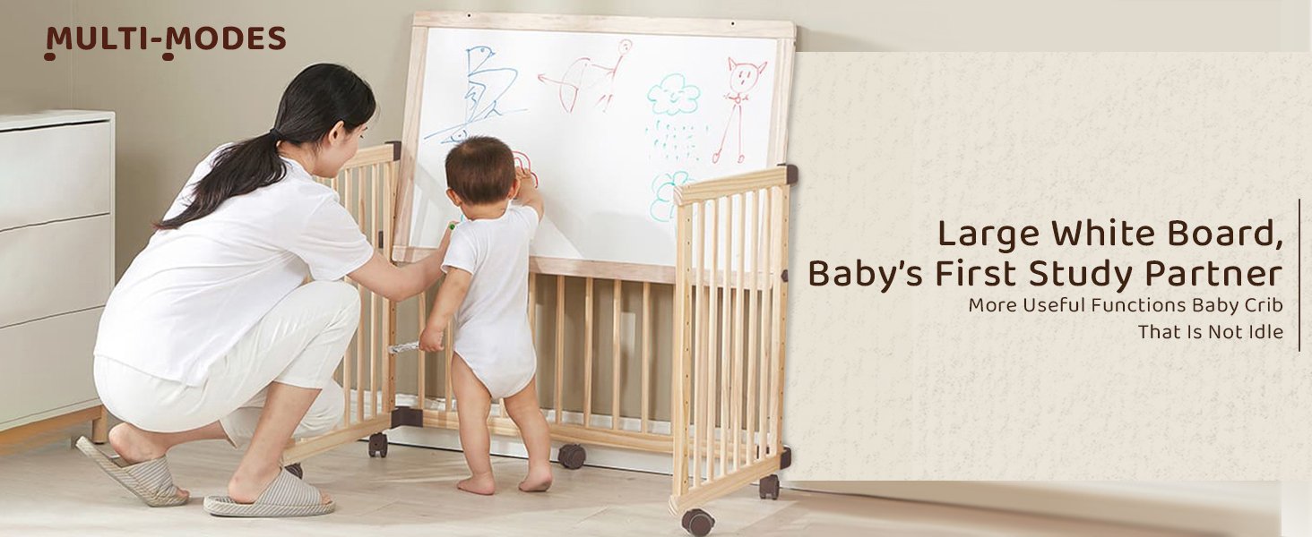 wooden cot with multi modes (large white board)