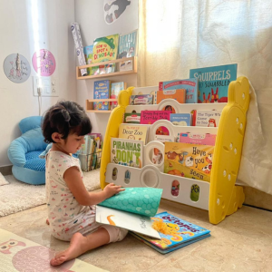 kids bookshelf, open bookshelf, kids front facing bookshelf