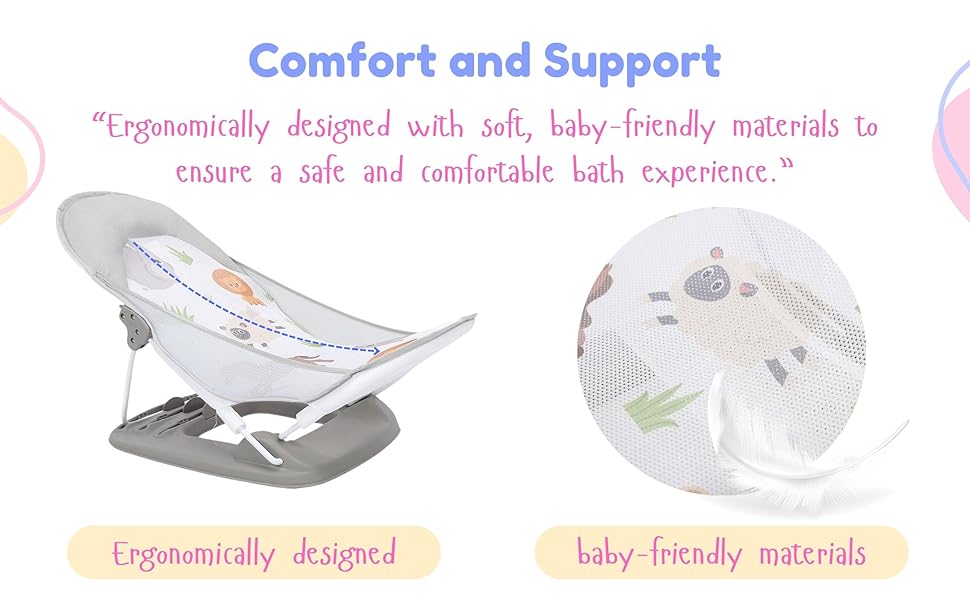 Baby Bather, Non-Slip Infant Bath Support, Soft Mesh Baby Bather, ightweight Baby Bather, 