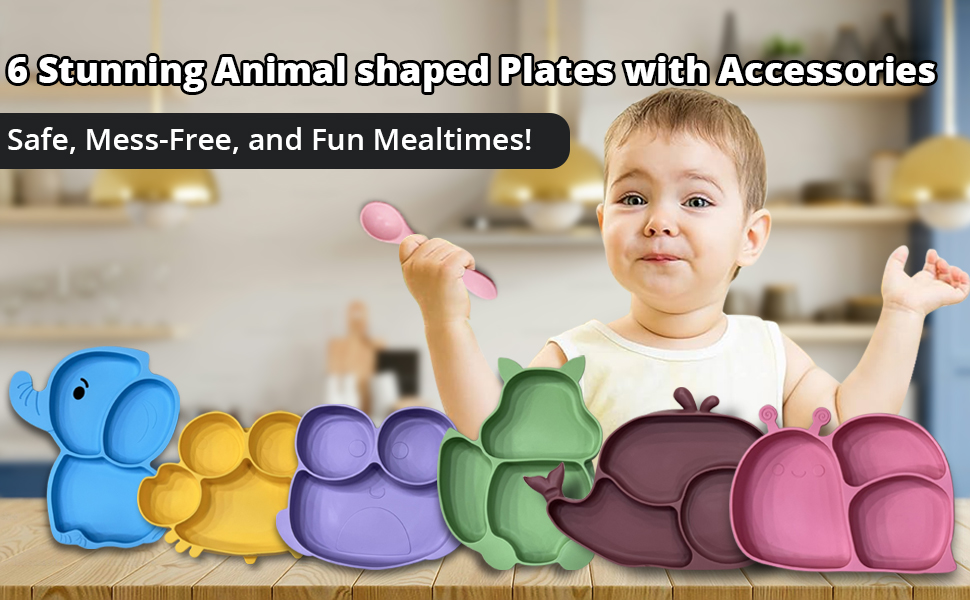 baby feeding set silicone animal shaped plates led weaning suction bpa free fruit nibbler travel