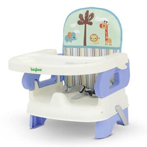 Baybee Foldable Baby Booster Seat for Feeding | Portable Feeding Chair for Baby with 2 Level Height Adjustable, Food Tray, Safety Belt | Infant Sitting Chairs for Kids 6 Months to 3 Years (Blue)