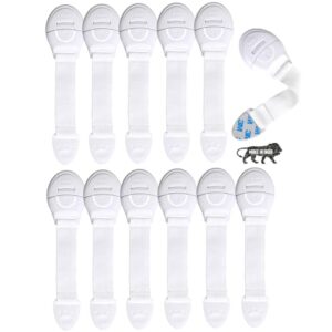 Kids Station Baby Safety Adjustable Cabinet Drawer Locks Straps|Strong & Adhesive Child/Toddler/Infants Safety Locks For Drawers, Cabinets, Fridge & Cupboard|Baby Proofing Product|Pack Of 12|White