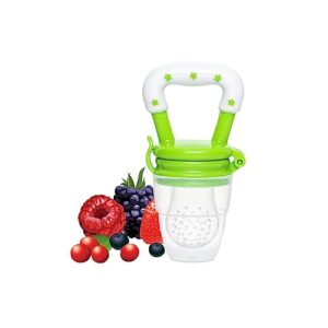 Awejoy Silicone Fruit & Food Feeder Pacifier for Babies | BPA-Free Teether Nibbler with Safety Lock & Handle | Fresh Food Feeder for Self-Feeding (Green, Pack of 1)