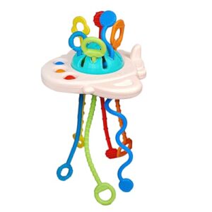 TOYDEN Proudly Made in India, Aeroplane Sensory Montessori Food Grade Silicon Pull String Toy for Teething: Baby First Adventure - Travel-Friendly, Perfect for 6+ Months