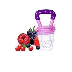 Awejoy Silicone Fruit & Food Feeder Pacifier for Babies | BPA-Free Pink Teether Nibbler with Safety Lock & Handle | Fresh Food Feeder for Self-Feeding (Pack of 1, Pink)