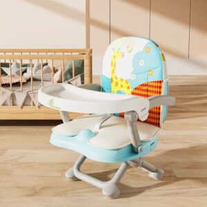 R for Rabbit Candy Pop Booster Chair for Baby | 2 in 1 Kids Feeding Chair with 4 Level Height Adjustment & 3 Point Safety Belt with Removable Dining Tray for Age 6 Months to 3 Years Infants (Aqua Blue)