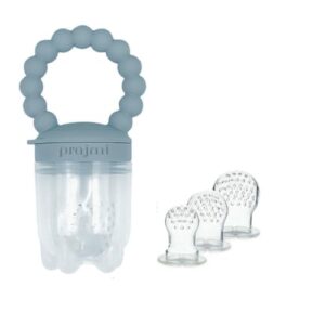 prajmi Silicone Fruit Feeder for 4+ Months Baby | Silicone Food & Fruit Nibbler for Babies | BPA Free Fruit Feeder and Pacifier (Dust Blue)