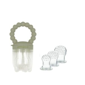 prajmi Silicone Fruit Feeder for 4+ Months Baby | Silicone Food & Fruit Nibbler for Babies | BPA Free Fruit Feeder and Pacifier (Sage)