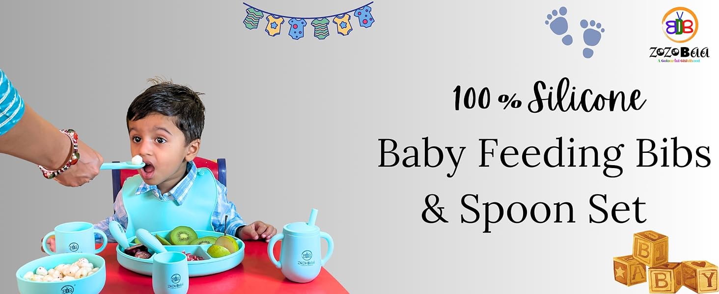 Silicone Baby Bib and Spoon