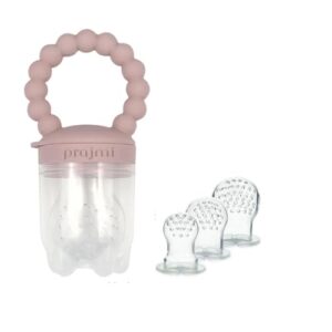 prajmi Baby Fruit Feeder for 4+ Months Baby | Silicone Food & Fruit Nibbler for Babies | BPA Free Fruit Feeder Pacifier | NO Plastic, 100% Food Grade Silicone (Pale Mauve)
