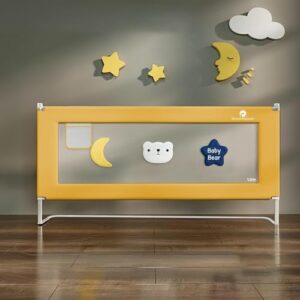 StarAndDaisy Bed Guard Rail for Baby/Kids Safety with U-Full Body Support Frame, Adjustable Height/Portable Single Side Bed Rail for Toddlers & Infant Safety (Yellow-1.5 M)
