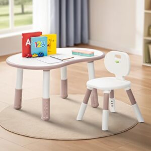 BAYBEE Study Table for Kids with Chair,Multi-Functional Adjustable Study Table with Anti-Slip Base, Drawing Board, Safe Rounded Corners & Easy Plug-and-Play Installation (Pink)