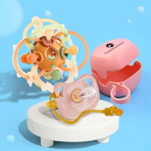 StarAndDaisy Baby Teether And Pacifier Combo: Soothing Oral Care Set For Infants - Bpa-Free Silicone Teethers & Orthodontic Pacifiers (Assort),Pink
