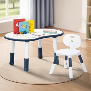 BAYBEE Study Table for Kids with Chair,Multi-Functional Adjustable Study Table with Anti-Slip Base, Drawing Board, Safe Rounded Corners & Easy Plug-and-Play Installation (Blue)