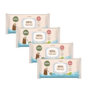 .allter 99% Pure Water Baby Wipes, Wet Wipes for New Born Baby| Moisturising,100% Plant Based & Organic, Enriched with Oats & Grapeseed Extract |72 Wipes x 4 Packs