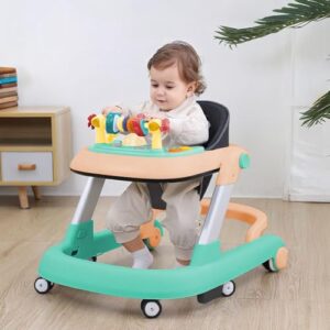 StarAndDaisy Tiny Steps Baby Walker 2-in-1 Infant & Baby Activity Walker - Seated or Walk-Behind *Without Floor mat (Peach Green)