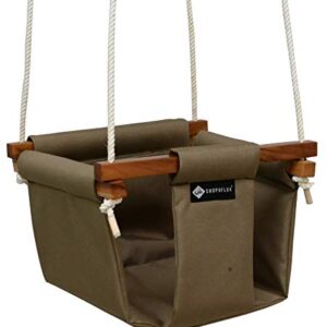 SHOPOFLUX Polyester Swing for Kids and Baby | Indoor Outdoor Hanging Jhula | 6 Months to 3 Years (Up to 25 Kg) | Brown, 29.9 Cm