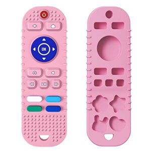 tekme Remote Silicone Teether For Baby, For 3+ Months Baby, Helps Biting Skills Development, Colour & Shape Recognition, Teething Toys For Babies And Toddlers (Pink)