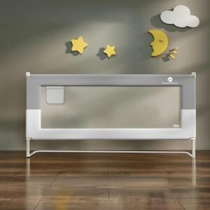 StarAndDaisy Bed Guard Rail for Baby/Kids Safety with U-Full Body Support Frame, Adjustable Height/Portable Single Side Bed Rail for Infant & Toddler's Safety (Grey & White-1.8 M)