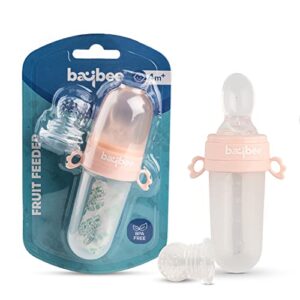 Baybee 2 in 1 Silicone Baby Food Feeder & Fruit Nibbler Pacifier for Babies | Infants Food Feeder with Spoon Squeezy Teethers for Babies | Hygenic & BPA Free Extra Soft teethers for 6 to 12 Months