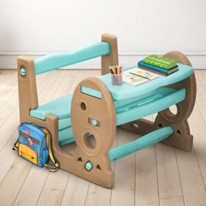 BAYBEE Plastic 4 In 1 Baby Study Table & Chair Set For 2+ Years Kids Desk Set | Reading & Writing Study Table For Kids With Chair (Blue), 55 cm, 43 cm, 56 cm