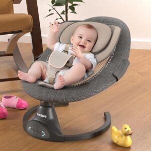 BAYBEE Electric Baby Swing Cradle with 5-Speed Swing, 3 Recline Levels, Mosquito Net, Safety Belt, Music & Bluetooth | Remote Control Baby Rocker with Toys | Newborn Swing 0-6 Months (Black)