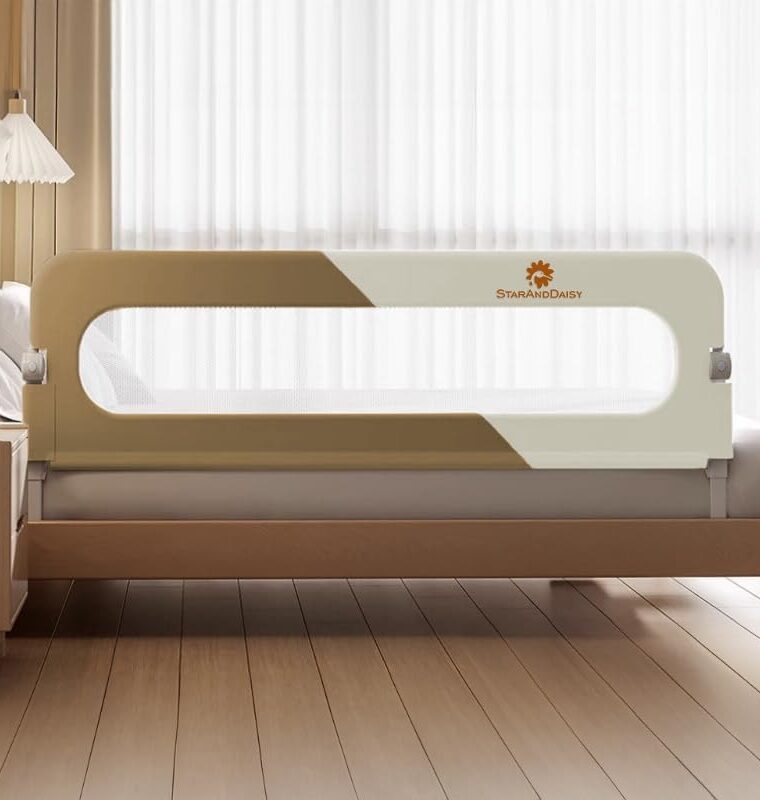 StarAndDaisy Bed Rails for Baby Safety/Bed Side Protector Guard from Falling with Instant Set up, 9- Level Height Adjustment & Easy to Fold - (1.8 Meter)