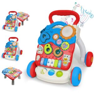 Uonibaby by StarAndDaisy Baby Push Walker with Piano, Multi-Activity Walker for Infants/Toddler, Educational Elements and Stable & Safe Design - Red