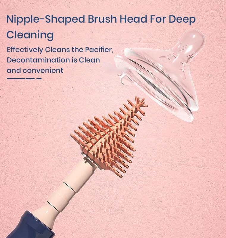 StarAndDaisy Silicone Bristle Brush for Baby Feeding Bottle & Nipple | 360° Cleaning Bottle Brush with Long Handle, Easy to Clean Narrow & Wide Neck Bottles with Corners - Image 3