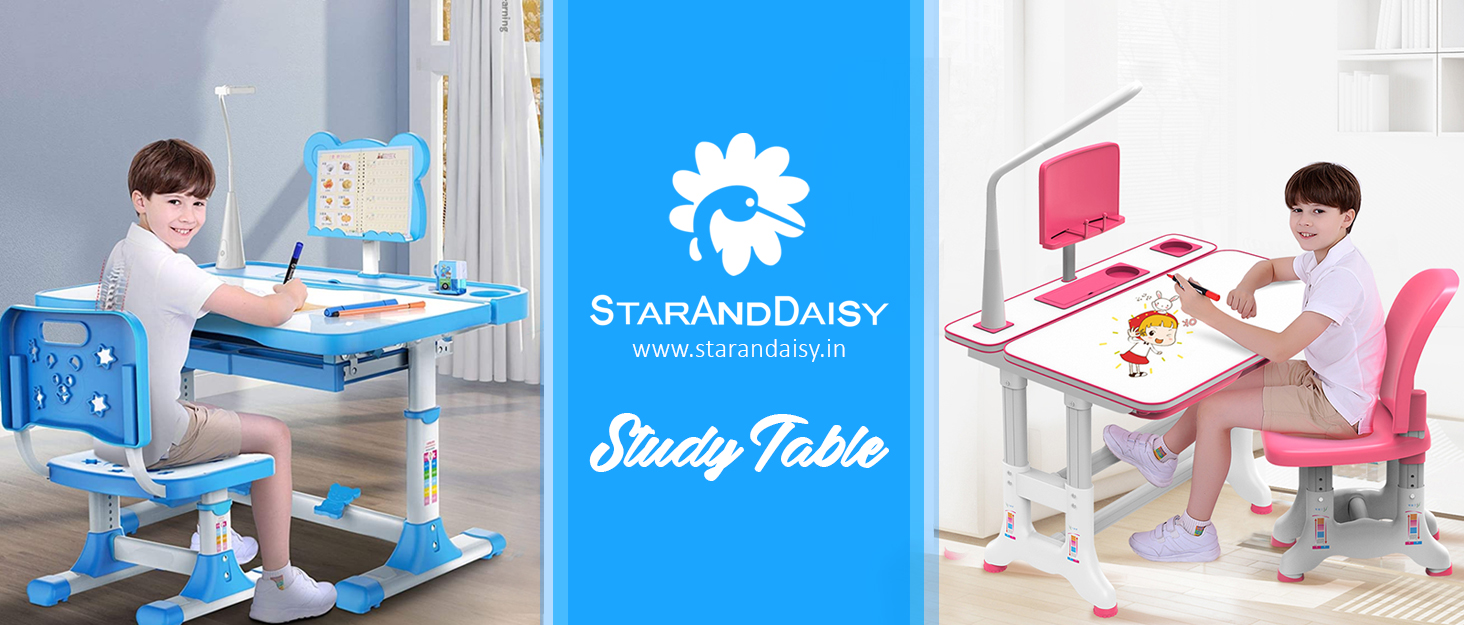 Adjustable Height, Multi-Functional Kids Study Table with Book Holder, Drawer