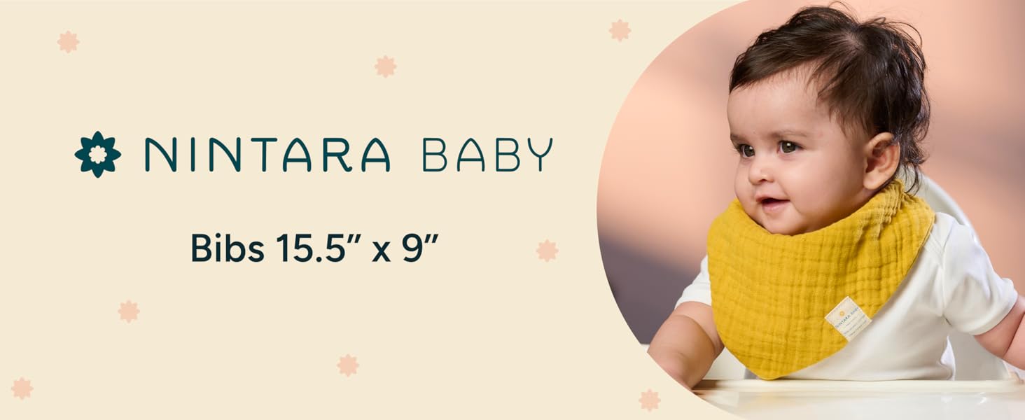 organic cotton muslin bandana bibs, adjustable bibs for babies, baby essentials for 0-3 years