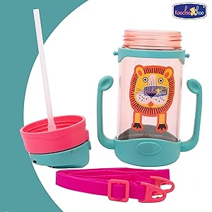 School Sipper Water Bottle With Strap For Kids & Toddlers