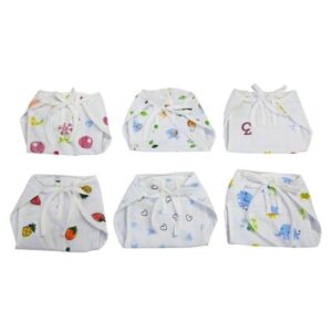 Vijyas Mart Muslin Baby Nappies ? Set of 6 Medium | Soft, Washable & Reusable Cloth Diapers for Infants - VM 673 M Combo P25