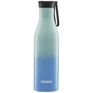 Amazon Brand - Solimo 850ml Stainless Steel Vacuum Insulated Bottle with Carry-on Strap | Double-Wall Insulation, Leak-Proof, 24 Hours Hot and Cold | for Work, Home, Commute and Travel | Blue & Green