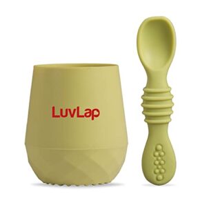 LuvLap Silicone Baby & Toddler Training Cup & Spoon, 100% Food Grade Silicone, Unbreakable, BPA & Plastic Free, Baby Led Weaning Utensil, Baby Shower Gift