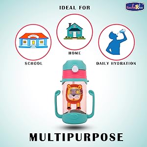 Animal Printed Multipurpose Sipper Water Bottle For Kids & Toddlers