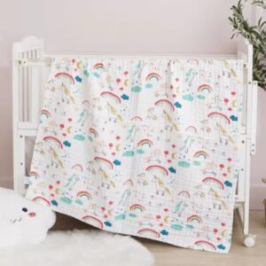 prajmi® Organic Cotton 6-Layer Muslin Baby Blanket | Ultra-Soft Swaddling Towel for Newborns and Toddlers (100 x 100 cm, Unicorn)