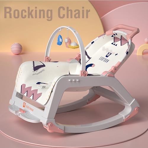 5 in1 Rocking Tots Baby Rocker, Booster Seat, Multi Position Recline, Rocking Chair for Kids, Hanging Toys & Music, Baby Dining Seat, Pink, 0 to 36 Months - Image 5