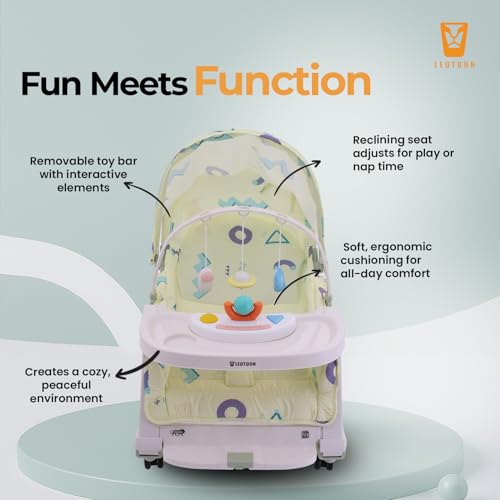 5 in1 Rocking Tots Baby Rocker, Booster Seat, Multi Position Recline, Rocking Chair for Kids, Hanging Toys & Music, Baby Dining Seat, Green, 0 to 36 Months - Image 3