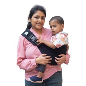 SoulSlings Imbu Buckle Hip Sling Baby Carrier - 100% Cotton - Black | Baby Toddler Carrier | Lightweight Sling Baby Carrier for Babies & Toddlers | Adjustable for 6-30 Months (Upto 20kg)