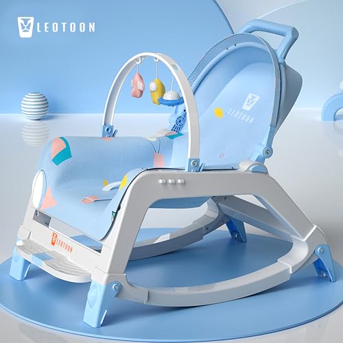 5 in1 Rocking Tots Baby Rocker, Booster Seat, Multi Position Recline, Rocking Chair for Kids, Hanging Toys & Music, Baby Dining Seat, Blue, 0 to 36 Months - Image 4