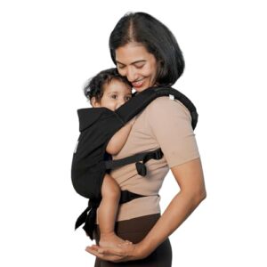 Soulslings Mitra Baby Carrier - Black | Ergonomic Baby Carrier for Newborn to Toddler (0–2 Years) | 100% Cotton | Front & Hip Carry | Black