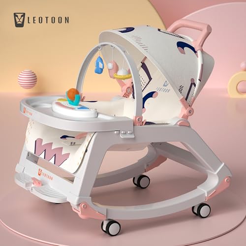 5 in1 Rocking Tots Baby Rocker, Booster Seat, Multi Position Recline, Rocking Chair for Kids, Hanging Toys & Music, Baby Dining Seat, Pink, 0 to 36 Months - Image 4