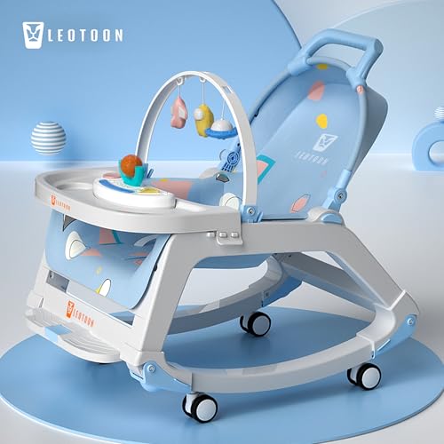 5 in1 Rocking Tots Baby Rocker, Booster Seat, Multi Position Recline, Rocking Chair for Kids, Hanging Toys & Music, Baby Dining Seat, Blue, 0 to 36 Months - Image 5