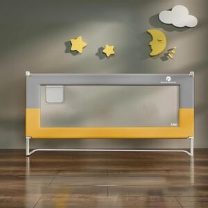 StarAndDaisy Bed Guard Rail for Baby/Kid with U-Full Body Support Frame, Adjustable Height/Portable Single Side Bed Rail for Infant & Toddler's Safety (Grey & Yellow-1.8 M)