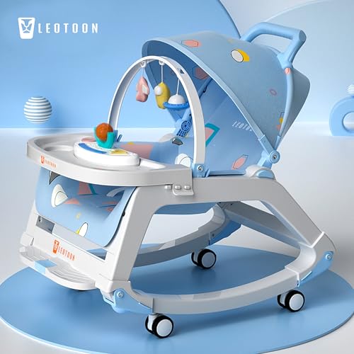 5 in1 Rocking Tots Baby Rocker, Booster Seat, Multi Position Recline, Rocking Chair for Kids, Hanging Toys & Music, Baby Dining Seat, Blue, 0 to 36 Months - Image 6