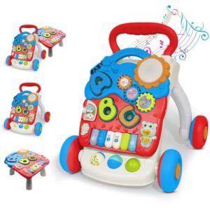 StarAndDaisy Baby Push Walker with Piano, Multi-Activity Walker for 6-24 Months Infants/Toddler, Educational Elements and Stable & Safe Design (Red-Blue)